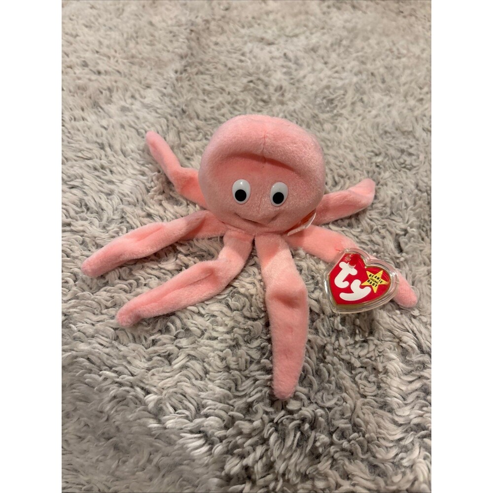 Ty Beanie Baby Inky Octopus Plush Kids Small Pink Excellent Vintage 1994‎ Tagged